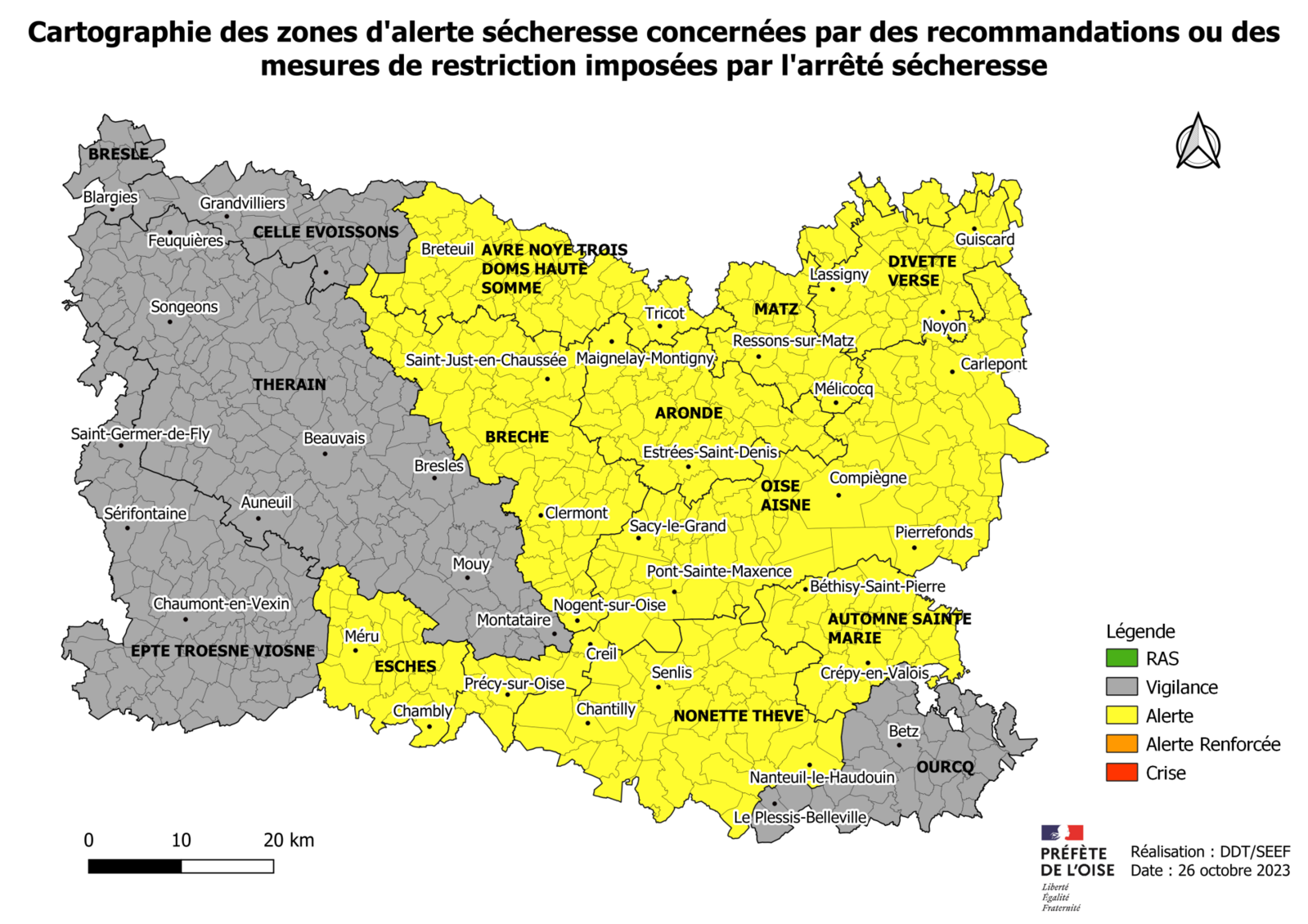 cartographie alerte sécheresse niveau 2